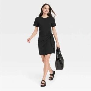 NWOT! Women's A New Day Black T-Shirt Wrap Dress - X-SMALL